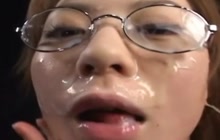 Her Cute Face Drenched In Jizz
